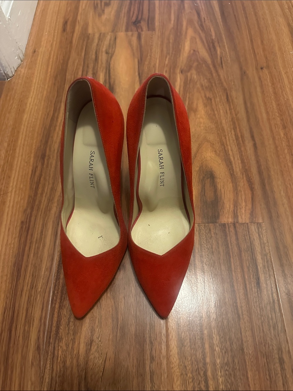 Sarah Flint Red Suede Pointed-Toe Pumps